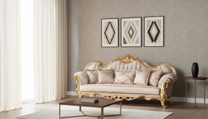 Sitz Dreisitzer Sofa 3 Sitzer Sofa Sofas Couchen Stoff Stil Barock Rokoko Möbel