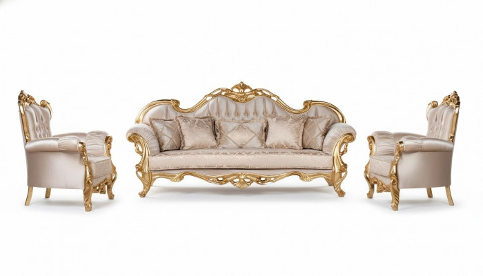 Garnitur Sofagarnitur 3+1+1 Sitzer Couchtisch Sofa Luxus Stoff Sessel Sofas Neu