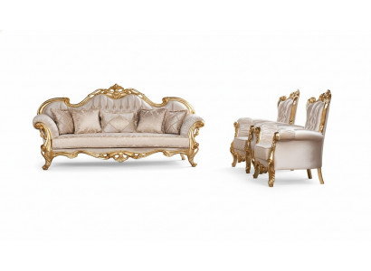 Sofagarnitur 3+1+1 Sitzer Sofa Sessel Sofas Sitz Garnitur Gruppe Stoff Barock