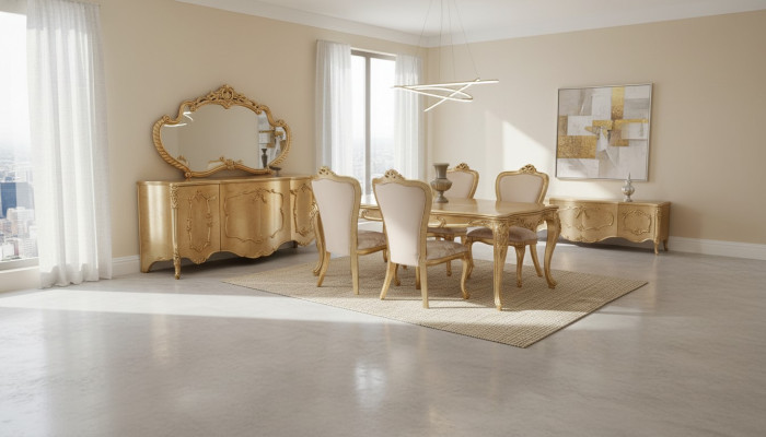 Luxus Garnitur Set 9tlg. Esszimmer Esstisch Stuhl Kommode Spiegel Ess Tisch Neu