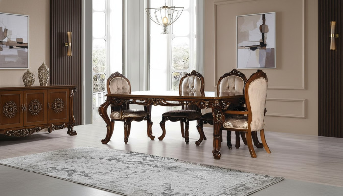 Luxus Esszimmer Esstisch Stuhl Gruppe Garnitur Set Holz Tisch Tische 5tlg. Sets