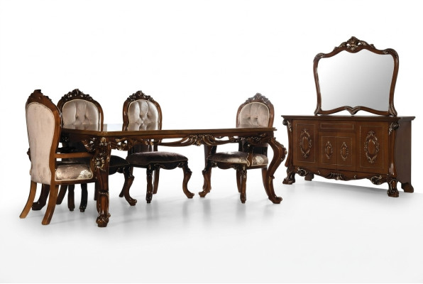 Esszimmerstuhl Stuhl Möbel Holz Luxus Esszimmer Ess Stoff Stil Barock Stühle