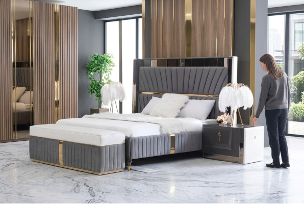 Nachttisch Beistelltisch Tisch Holz Tische Schlafzimmer Möbel Nachttische Grau