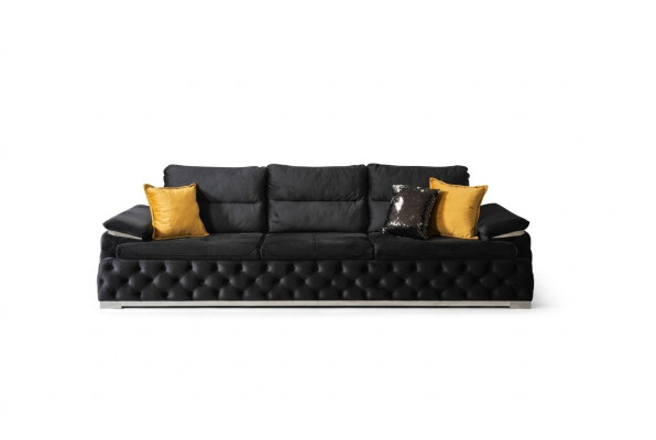 Dreisitzer Couch Design Sofa Moderne 4er Sitz Sofas Zimmer Möbel Schwarz Polster