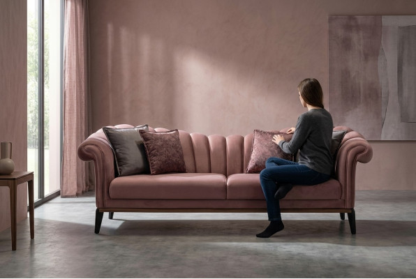 Dreisitzer Luxus 3 Sitzer Couch Polster Sofa Leder Stoff Textil Couchen Neu