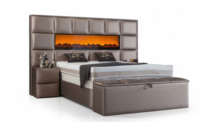 Elegante zeitgenössische Doppelbett mit geräumigem Polsterkopfteil