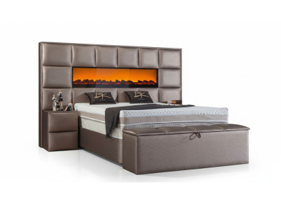 Elegante zeitgenössische Doppelbett mit geräumigem Polsterkopfteil