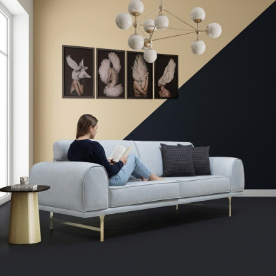 Grauer Moderner 3-Sitzer Designer Wohnzimmer Couch Luxus Polstersofa