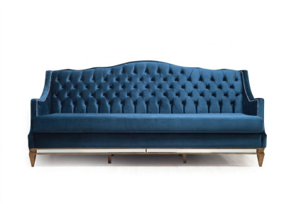Blauer Chesterfield Dreisitzer Relax Lounge Sofa Wohnzimmer 3-Sitzer