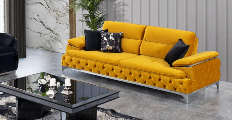 Italienischer Stil Modern Dreisitzer Sofa Wohnlandschaft Textilsofa 3 Sitzer Neu