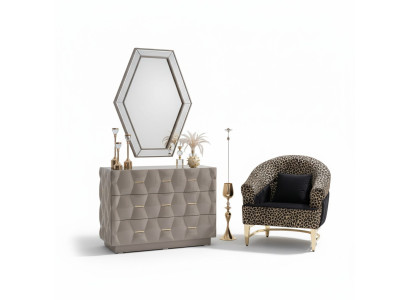 Kommode Anrichte Kommoden Spiegel Set Echtes Holz Italienische Möbel Modern Stil