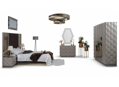 Schlafzimmer Bett Nachttisch Kleiderschrank Kommode Spiegel 6tlg