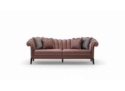 Italienischer Stil 2 Sitzer Wohnzimmer Couch Sofa Polster Sitz Textil Rosa Neu