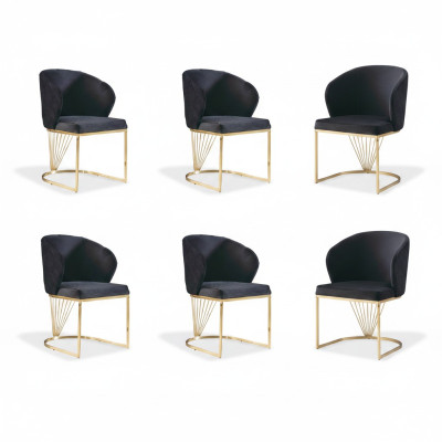 Set 6x Stuhl Stühle Sessel Esszimmer Garnitur Holz Modern Gruppe Möbel