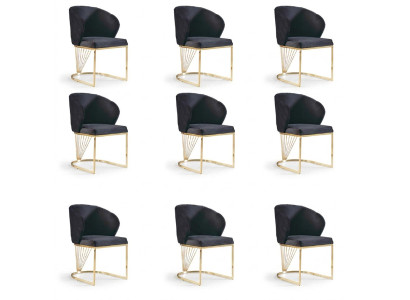 Set 8 Stuhl Gruppe Lehnstuhl Polster Stühle Esszimmer Stoff Möbel Sessel
