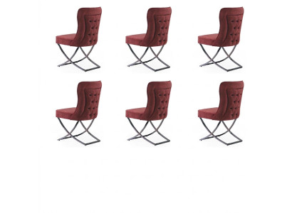 EssZimmer 6 Stühle Edelstahl Design Möbel Polsterstuhl italienischer Stil