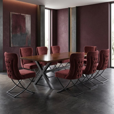 Design Stuhl Set 8 Textil Stühle Gastro Stoff Esszimmer Polster Gruppe