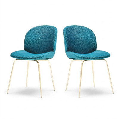 2x Stuhl Gruppe Stühle Garnitur Textil Stoff Neu Gepolsterte Esszimmer