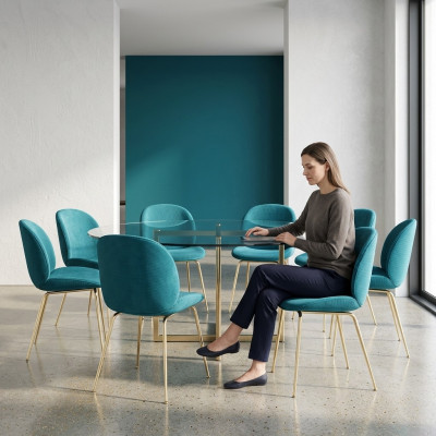 Design Stuhl Set 8x Sessel Textil Polster Stühle Stoff Esszimmer Neu