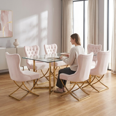 Garnitur Stühle 6x Polster Design Lounge Sitz Lehn Gruppe Möbel Stühle