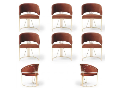 Design Polster Sitz 6 Stühle Gruppen Garnitur Sessel Lounge Set Luxus
