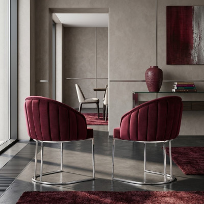 Designer Metall Stoff Polster Stühle Gastro Esszimmer Modern 2x Sessel