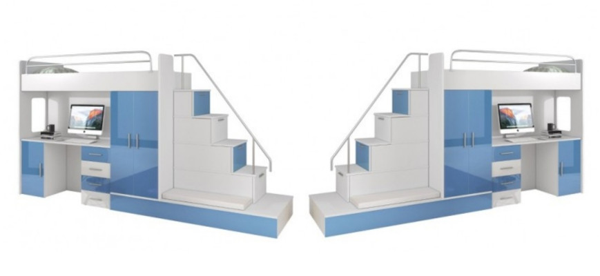 Weiß Kinder Hochbett Etagenbett Doppelstockbett Bett Hochglanz Möbel