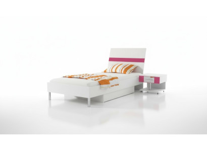 Bett + Nachttisch Schlafzimmer Jugendzimmer Kinderzimmer Set Möbel Pink 2tlg.