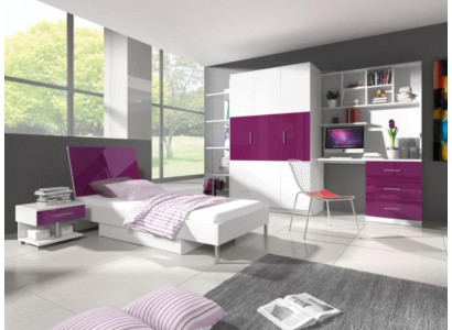 Bett + Nachttisch Kinderzimmer Möbel Bett Kinderbett Nachttisch 2tlg. Lila Neu