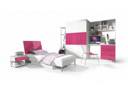 Rosa Kinderzimmer Set Bett Nachttisch Schrank Schreibtisch Bücherregal Neu 5tlg.