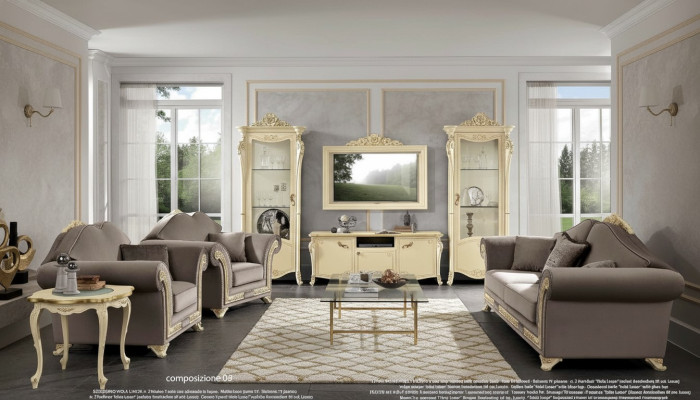Wohnzimmer Set Sofagarnitur Holz Wohnzimmer Klassische Design Italien Set 9tlg.