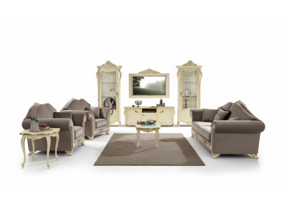 Wohnzimmer Set Sofagarnitur Holz Wohnzimmer Klassische Design Italien Set 9tlg.