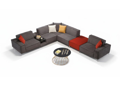 Ecksofa Couch Wohnlandschaft Graue Textil Couchen Sofa Polster Eckgarnitur Neu