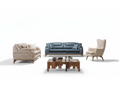 Sofa Blau 3 Sitzer Wohnzimmer Couch Design Chesterfield Italienischer Stil Möbel