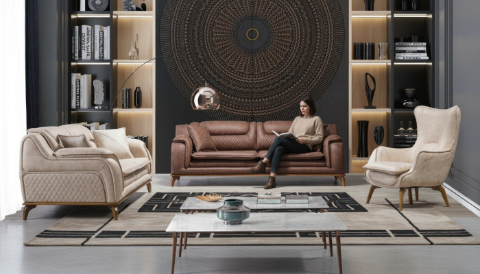 Sofa Braun 3 Sitzer Wohnzimmer Klassische Design Luxus Italienischer Stil 3er