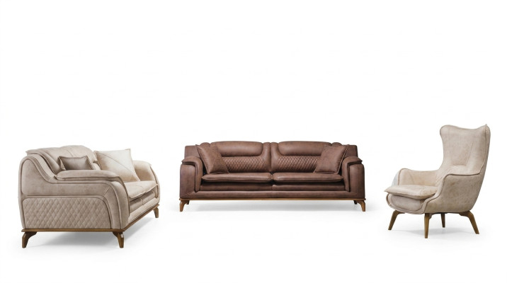 Sofa Braun 3 Sitzer Wohnzimmer Klassische Design Luxus Italienischer Stil 3er