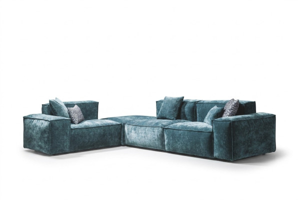 Ecksofa L - Form Blaue Wohnlandschaft Design Couchen Möbel Sofa Couch