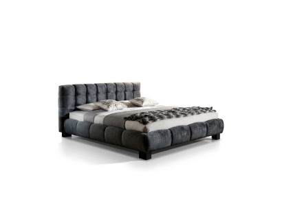 Bett Grau Schlafzimmer Möbel Textil Design 160x200cm Betten Samt