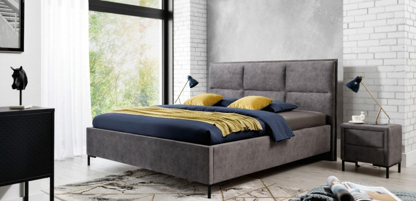 Bett Grau Schlafzimmer Holz Möbel Textil Klassische Art déco Stil