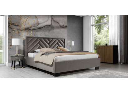 Polster Bett Möbel Schlafzimmer Betten Taupe Braun 200x200cm Samt