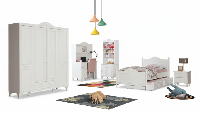Kleiderschrank Schrank Klassische Schränke Möbel Holz für Schlafzimmer Weiß Neu
