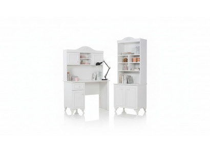 Kinderzimmer Set Weiß Elegantes Schreibtisch Design Bücherregal Holz Möbel Neu