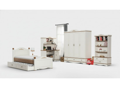 Modernes Schlafzimmer Jugendzimmer Set Bett Nachttisch Bücherregal Tisch 5tlg.
