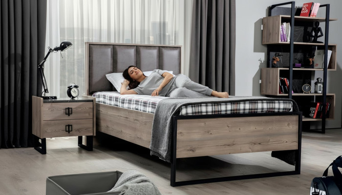 Loft Nachttisch Braun Design Modern Beistelltisch Tisch Schlafzimmer Tische Neu