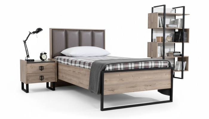 Loft Nachttisch Braun Design Modern Beistelltisch Tisch Schlafzimmer Tische Neu
