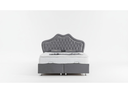 Bett Grau Doppelbett Boxspring Betten Stil Stoff Chesterfield 160x200