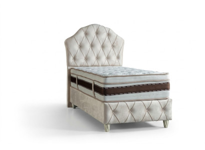 Bett weiß Einzelbett Schlafzimmer Boxspringbett Chesterfield Stil Betten