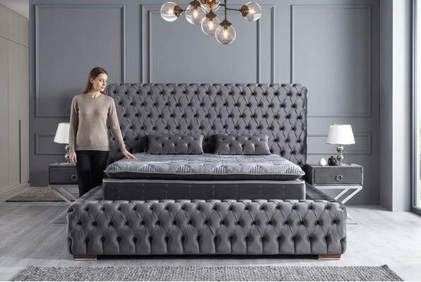 Nachttisch Grau Beistelltisch Tisch Holz Tische Möbel Nachttische Schlafzimmer