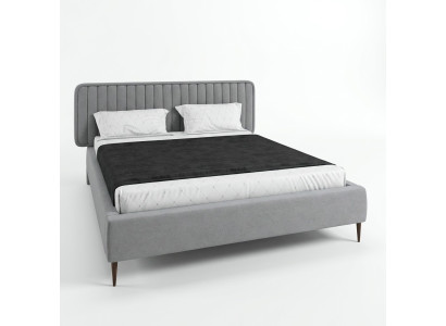 Bett Grau Doppelbett Schlafzimmer Holz Möbel Design Elegantes Polster Stoff Neu