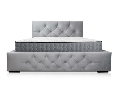 Bett Weiß Modern Design Stoff Polster Schlafzimmer Doppelbett Holz Elegantes Neu